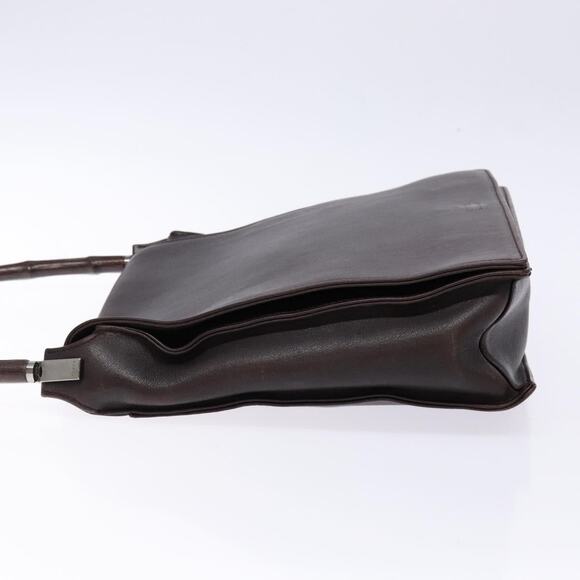 GUCCI Bamboo Shoulder Bag Leather Dark Brown 001 001 - Picture 5 of 16